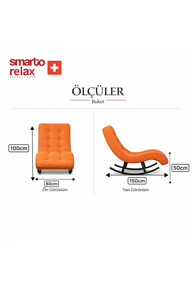 Relax Buket Ergonomik Dinlenme Koltuğu – Leke Tutmaz Kumaş, Modern Dekoratif (Turuncu).